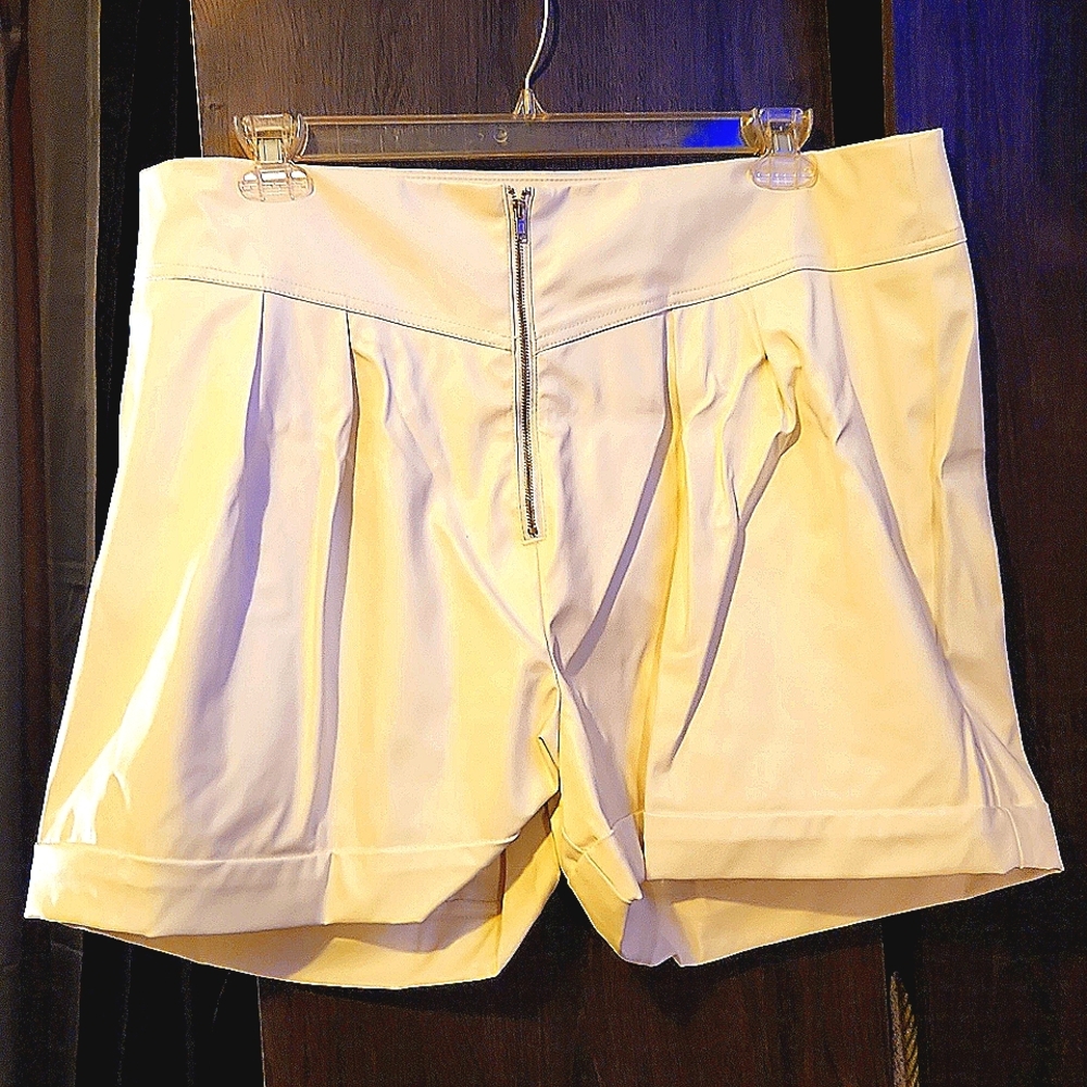 White Leather Shorts